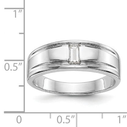 14K White Gold Real Diamond Men's Band