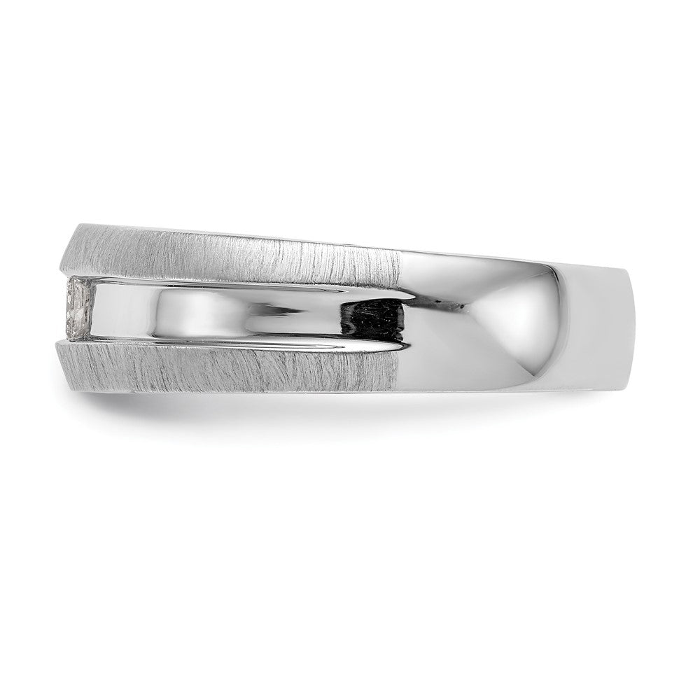 14K White Gold Real Diamond Men's Band