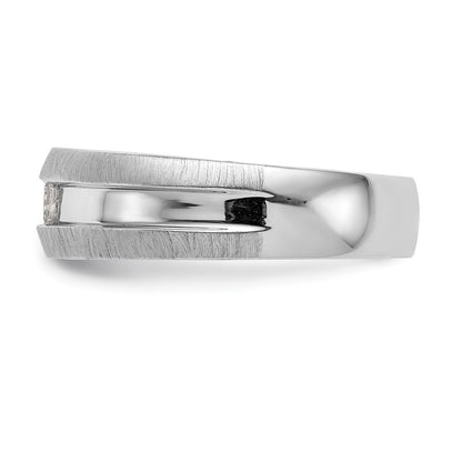 14K White Gold Real Diamond Men's Band