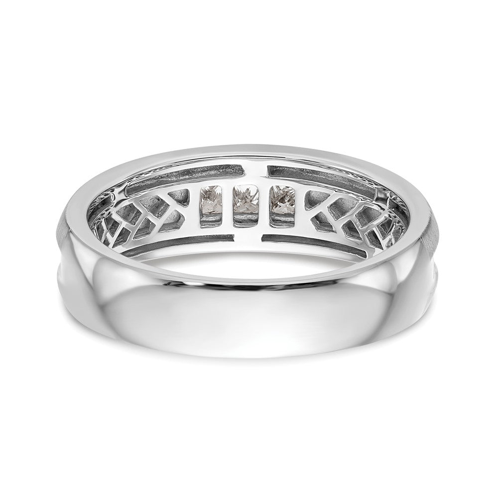 14K White Gold Real Diamond Men's Band