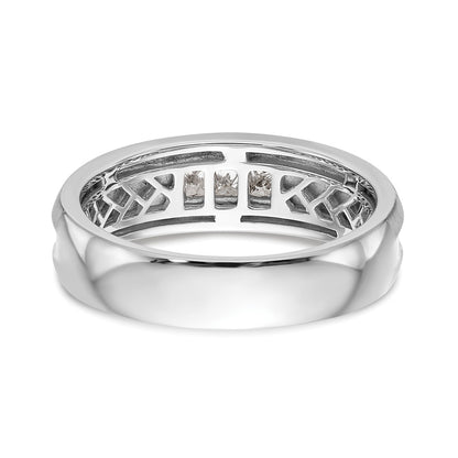 14K White Gold Real Diamond Men's Band