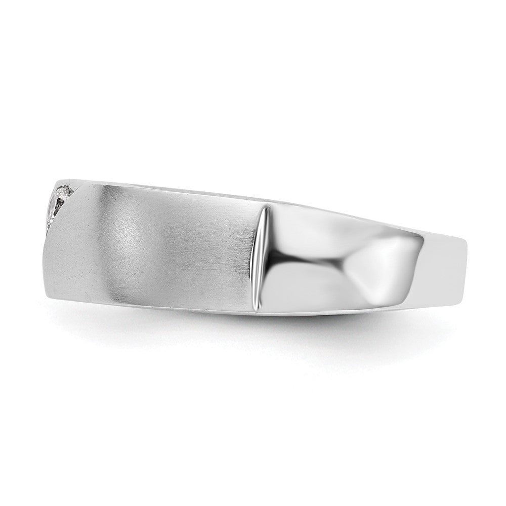 14K White Gold 3 Stone 1/5 Carat Diamond Complete Men'S Band