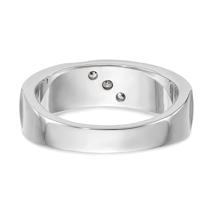 14K White Gold 3 Stone 1/5 Carat Diamond Complete Men'S Band