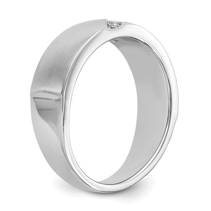 14K White Gold Real Diamond Men's Band