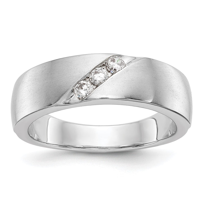 14K White Gold 3 Stone 1/5 Carat Diamond Complete Men'S Band