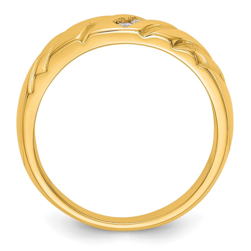 14k Yellow Gold 3-Stone 1/8 carat Diamond Complete Mens Band