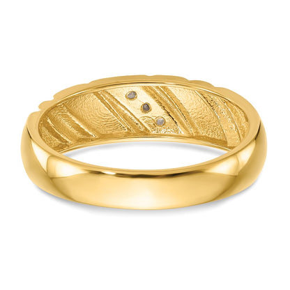 14k Yellow Gold 3-Stone 1/8 carat Diamond Complete Mens Band