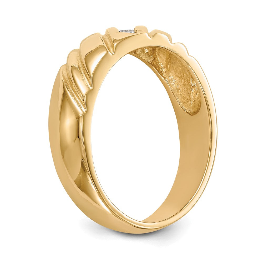 14k Yellow Gold 3-Stone 1/8 carat Diamond Complete Mens Band