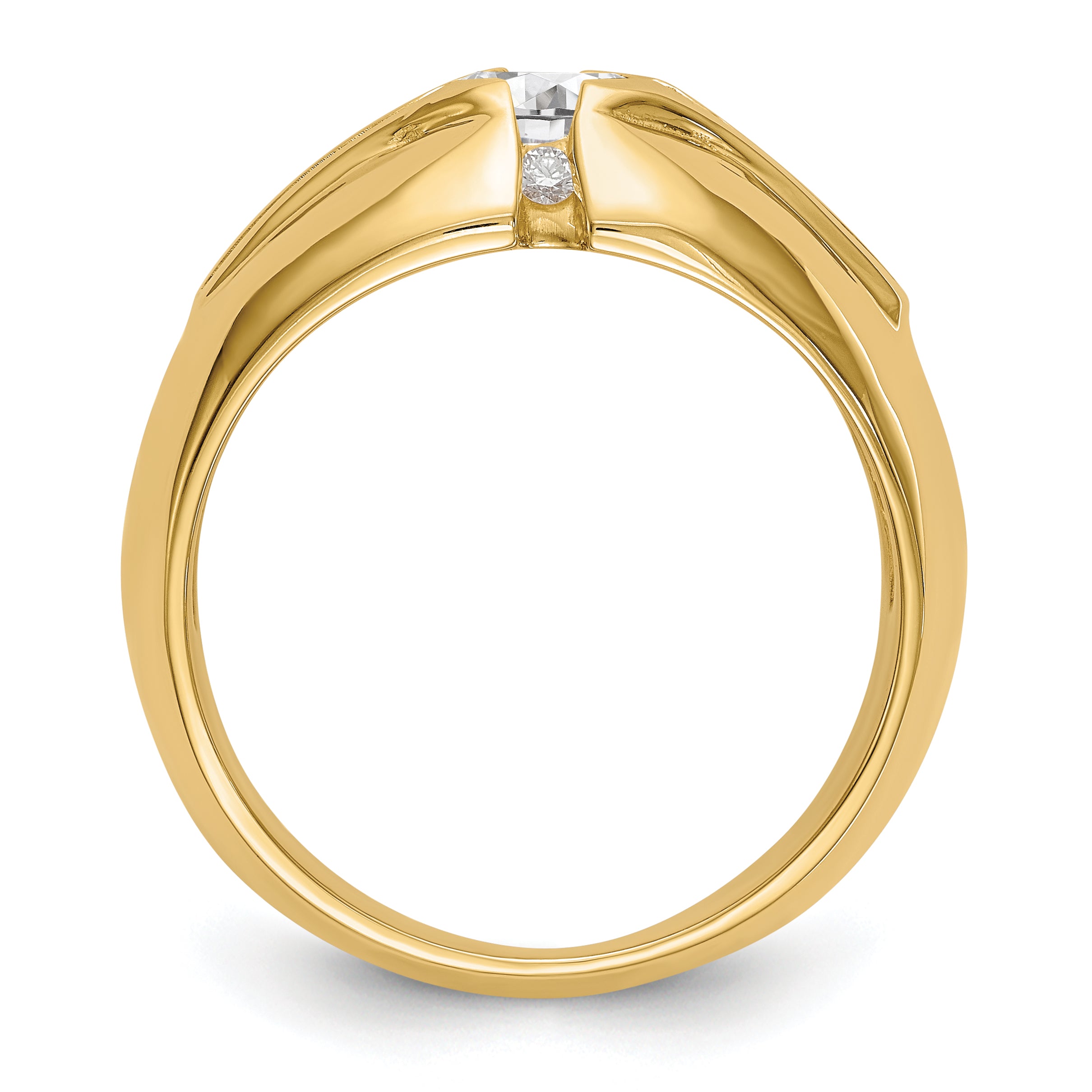 14K Yellow Gold (Holds 3/4 Carat (5.5mm) Round Center) 1/2 Diamond Men'S Semi Mount Ring