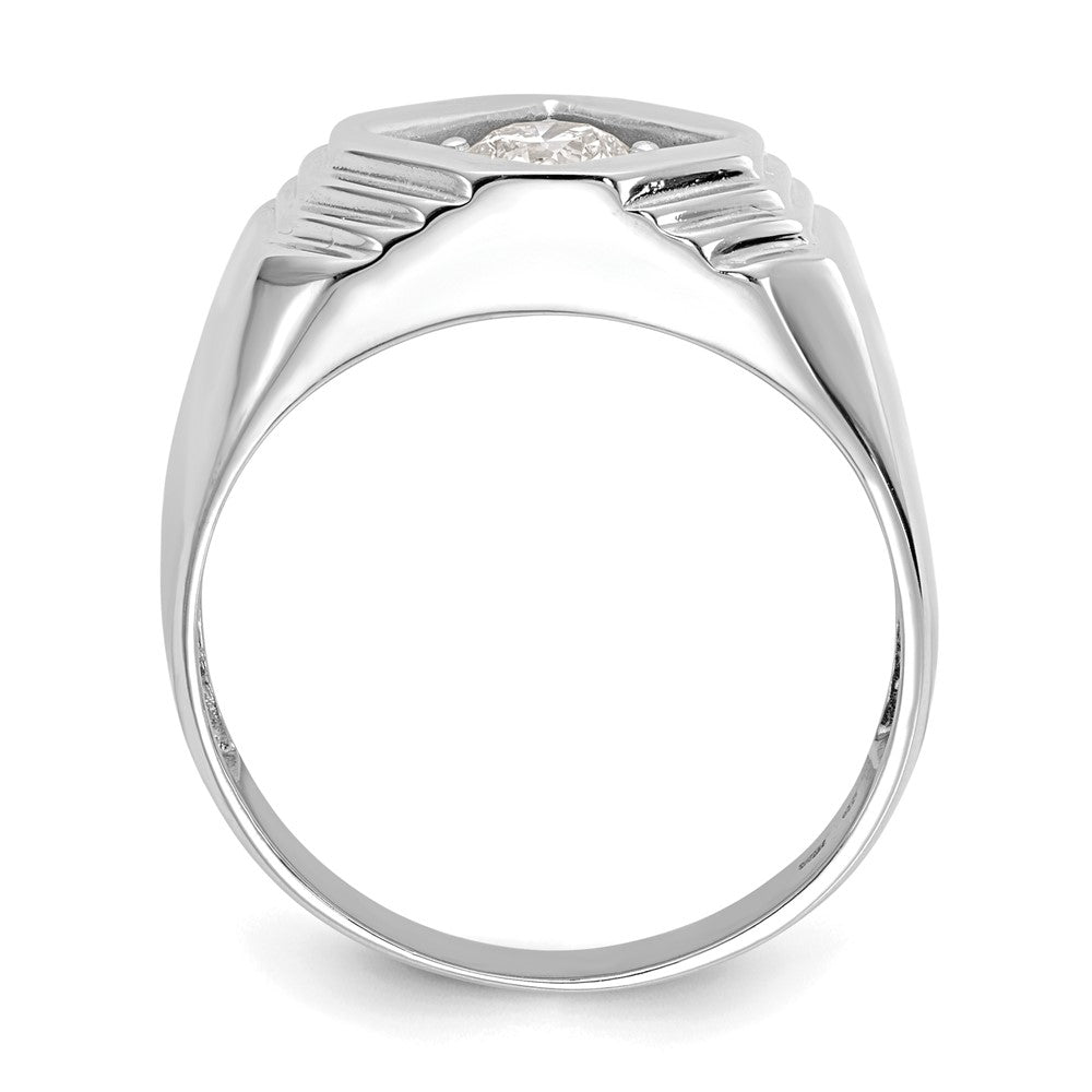 14K White Gold Real Diamond Men's Band