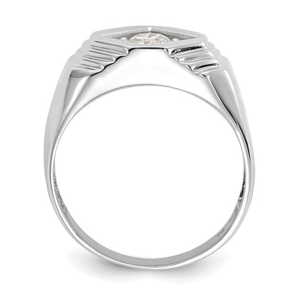 14K White Gold Real Diamond Men's Band