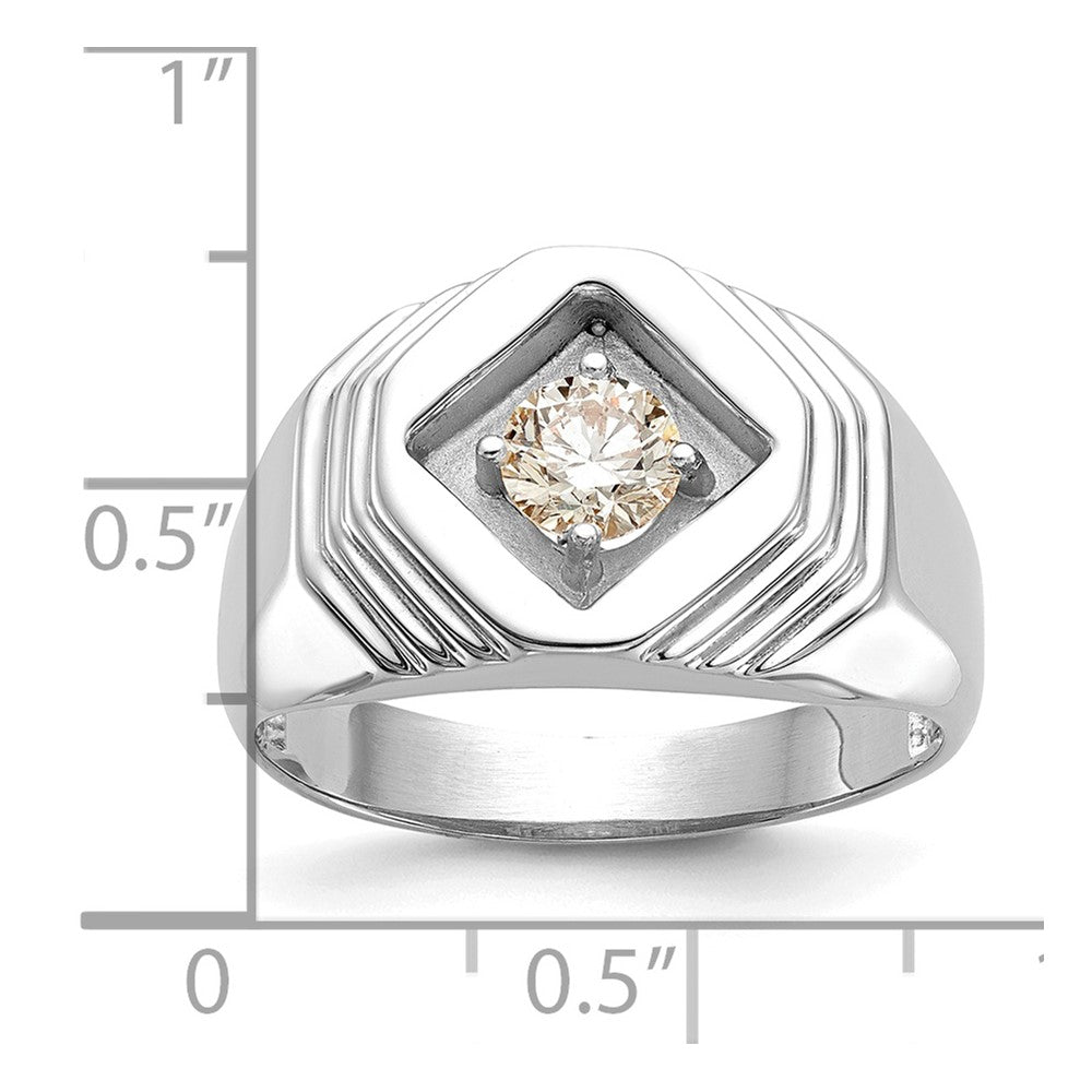14K White Gold Real Diamond Men's Band