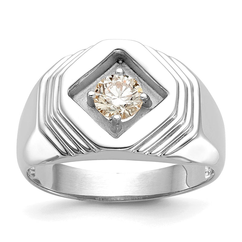 14K White Gold Real Diamond Men's Band