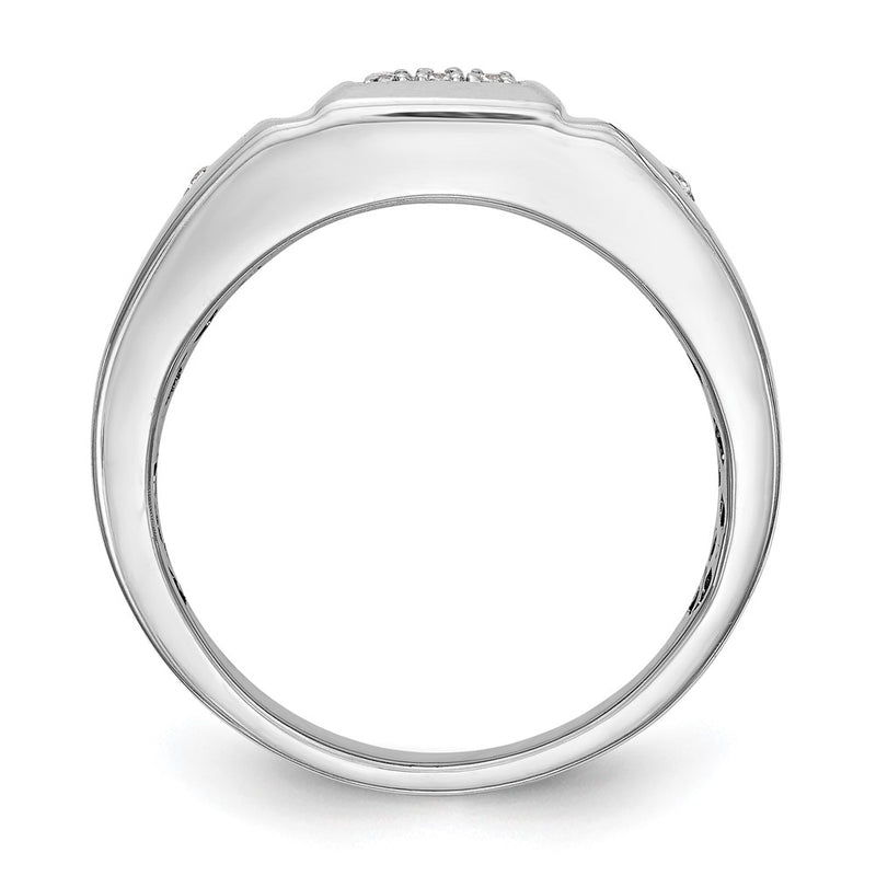 14K White Gold Real Diamond Men's Band