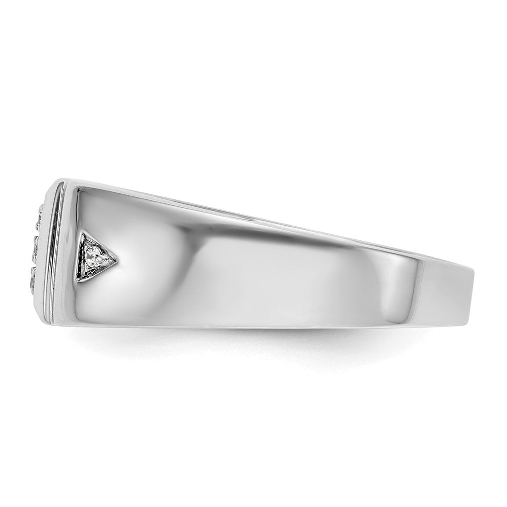 14K White Gold Real Diamond Men's Band