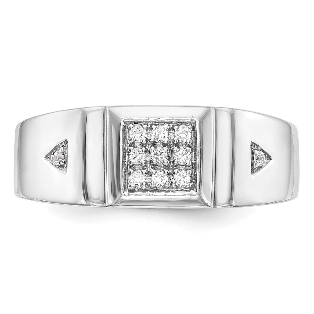 14K White Gold Real Diamond Men's Band