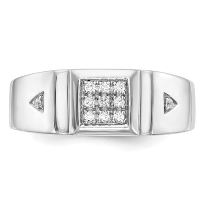 14K White Gold Real Diamond Men's Band