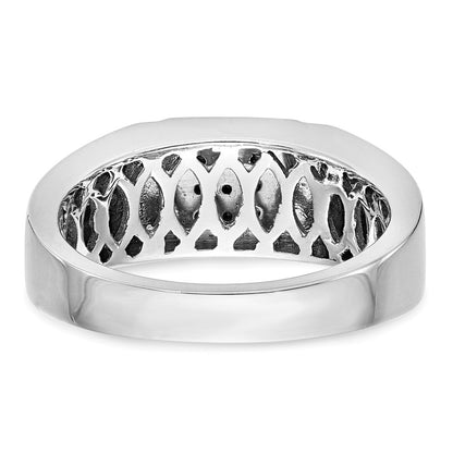 14K White Gold Real Diamond Men's Band