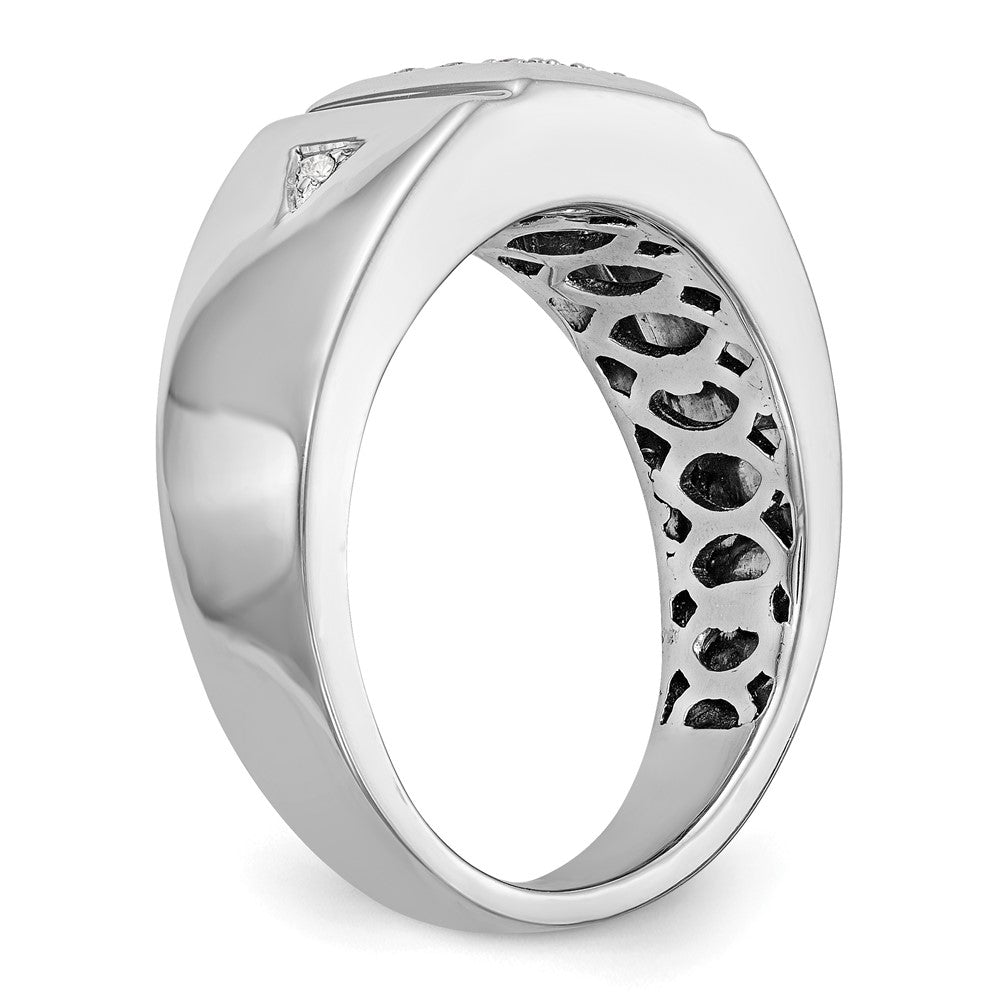 14K White Gold Real Diamond Men's Band