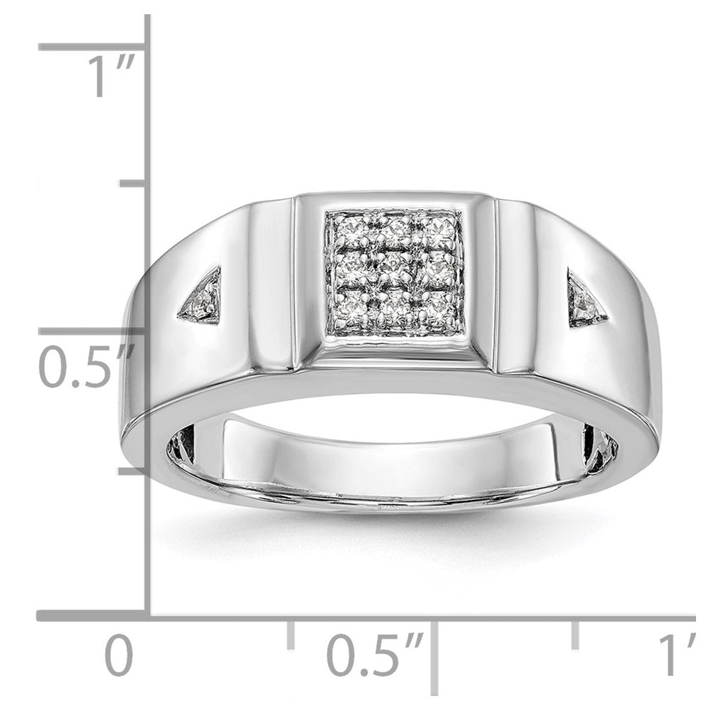 14K White Gold Real Diamond Men's Band