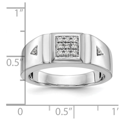14K White Gold Real Diamond Men's Band