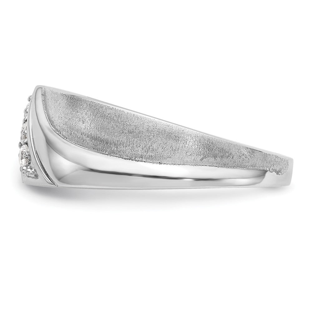 14K White Gold Real Diamond Men's Band