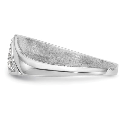 14K White Gold Real Diamond Men's Band