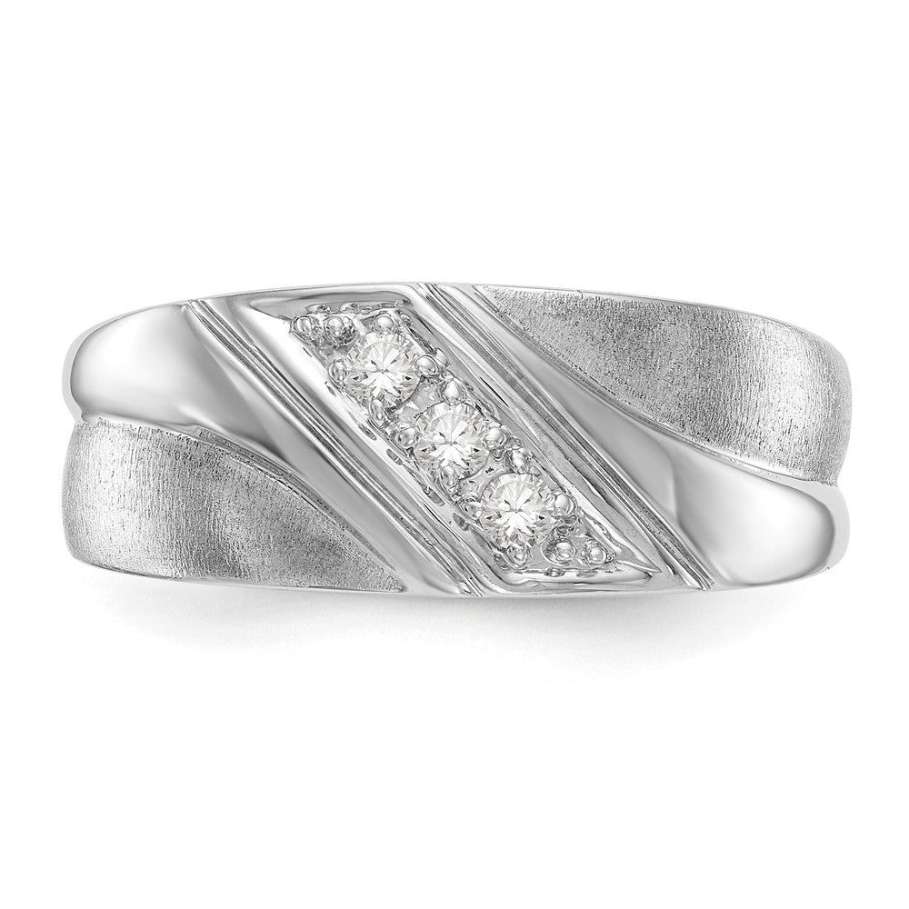 14K White Gold Real Diamond Men's Band
