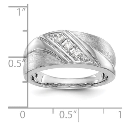 14K White Gold Real Diamond Men's Band