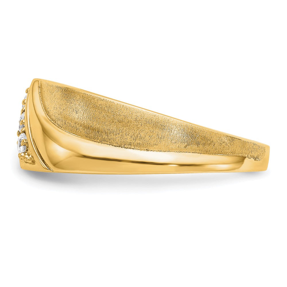 14k Yellow Gold  1/6 Ct. Lab Grown Diamond VS/SI+ G+ Three Stone Complete Men's Ring