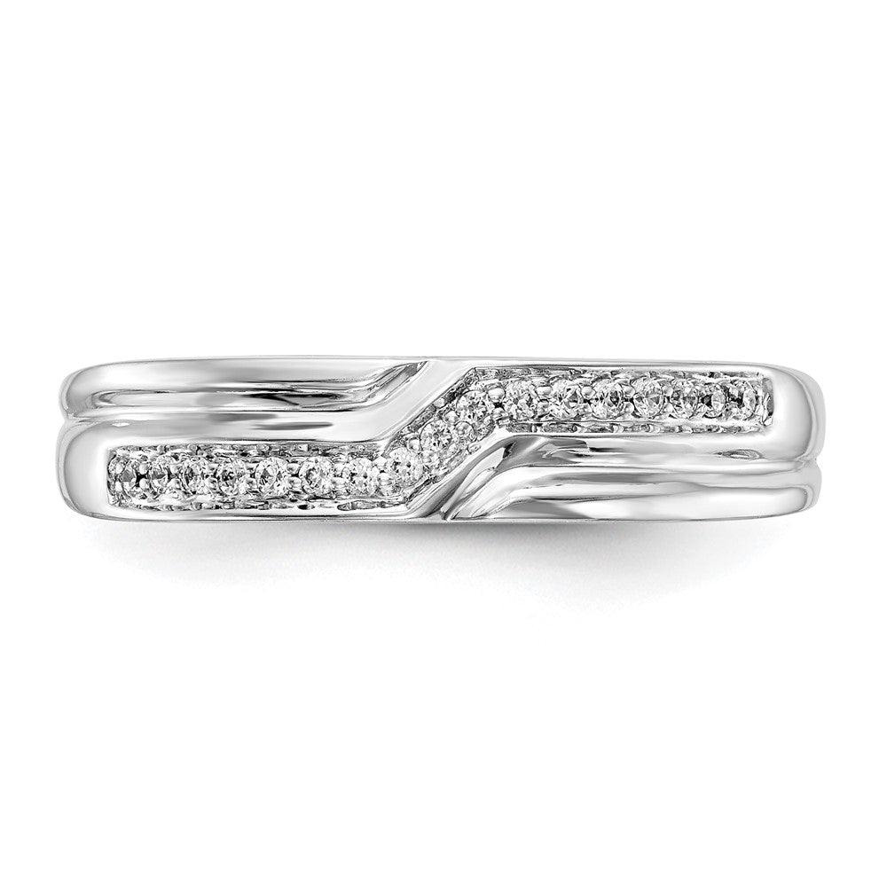 14K White Gold Real Diamond Men's Band