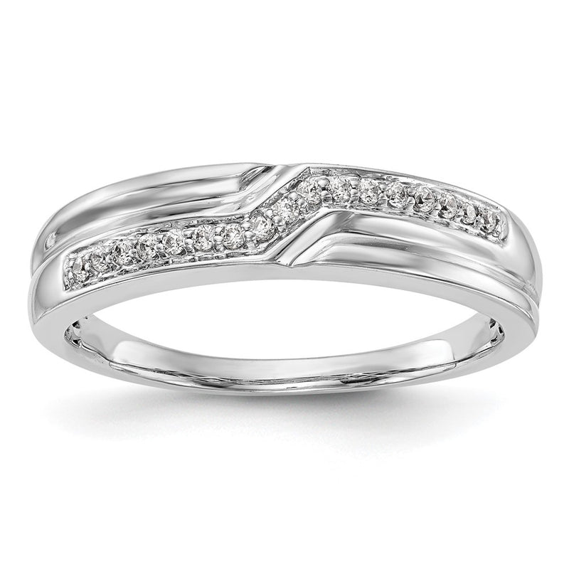 14K White Gold Real Diamond Men's Band