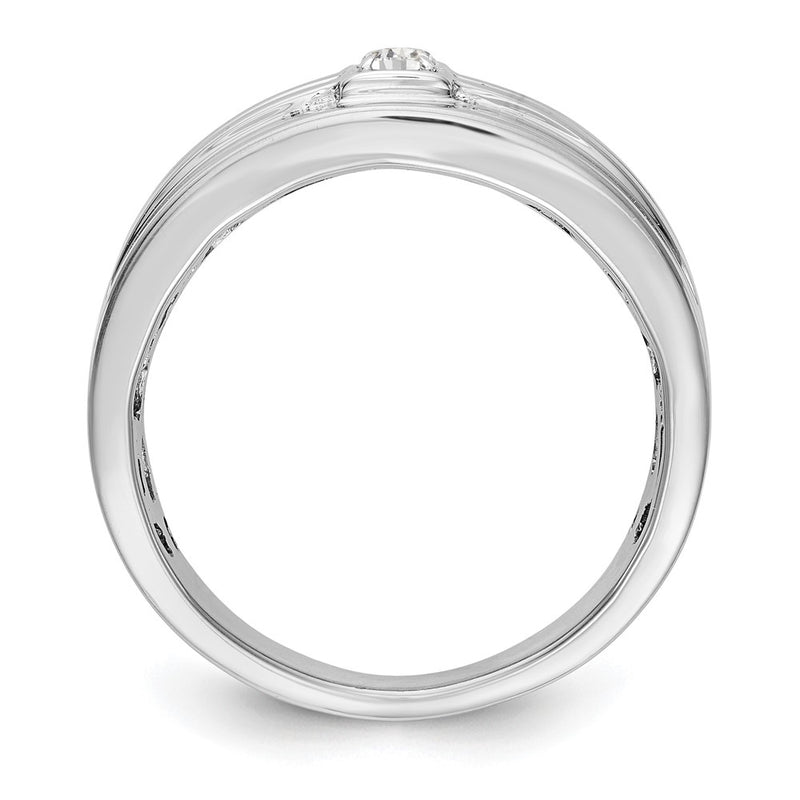 14K White Gold Real Diamond Men's Band