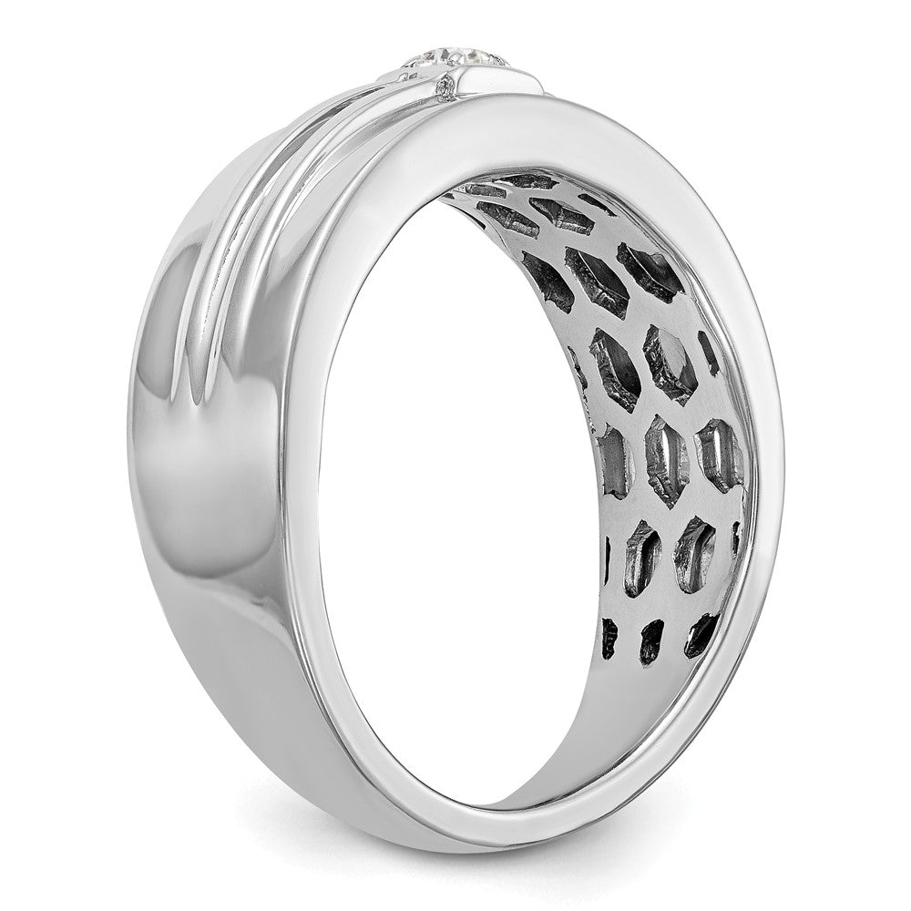 14K White Gold Real Diamond Men's Band