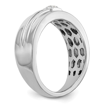 14K White Gold Real Diamond Men's Band