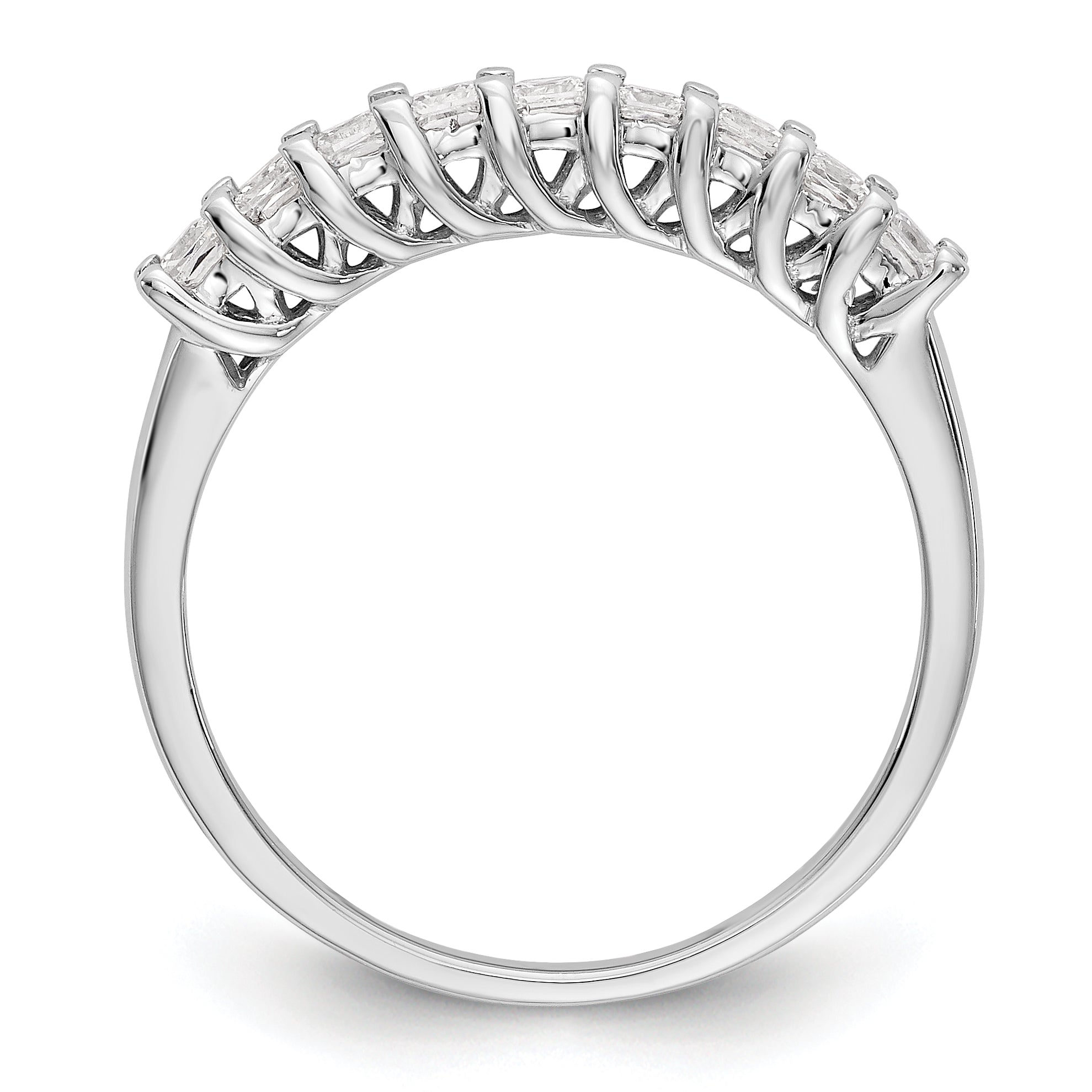 14K White Gold 9-Stone Real Diamond Band