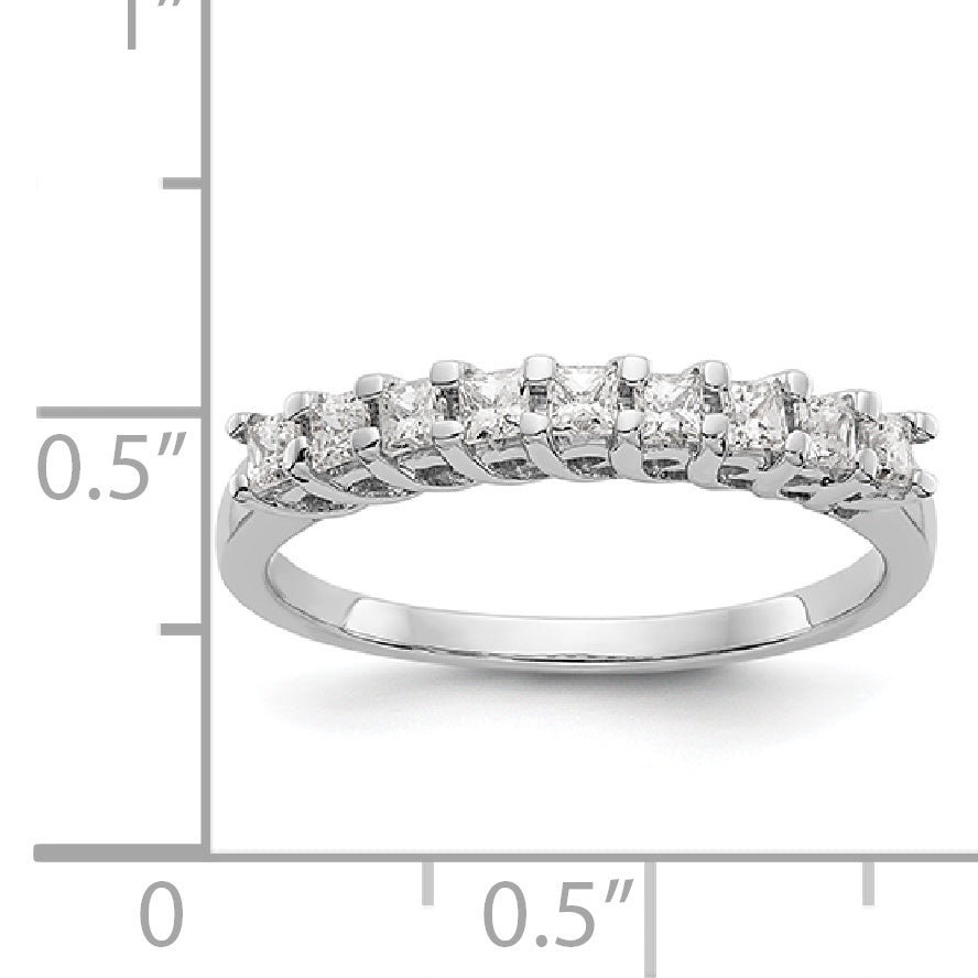 14K White Gold 9-Stone Real Diamond Band