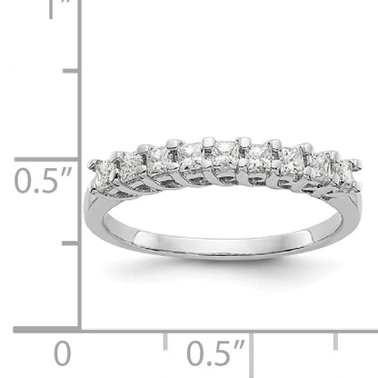 14K White Gold 9-Stone Real Diamond Band