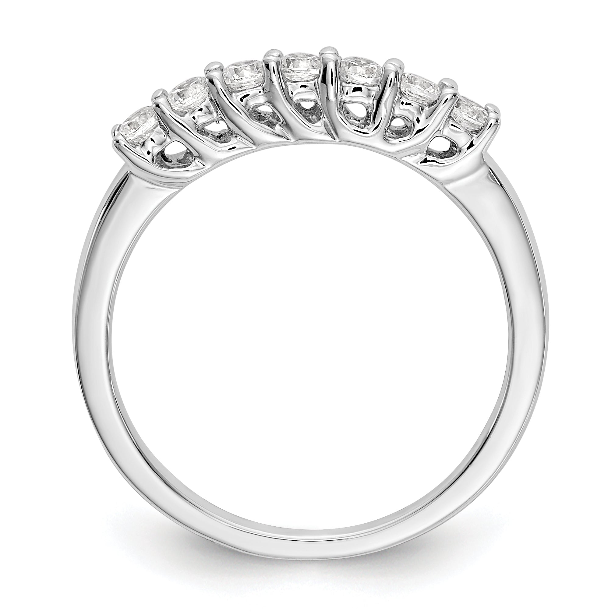 14K White Gold 7-Stone Real Diamond Band
