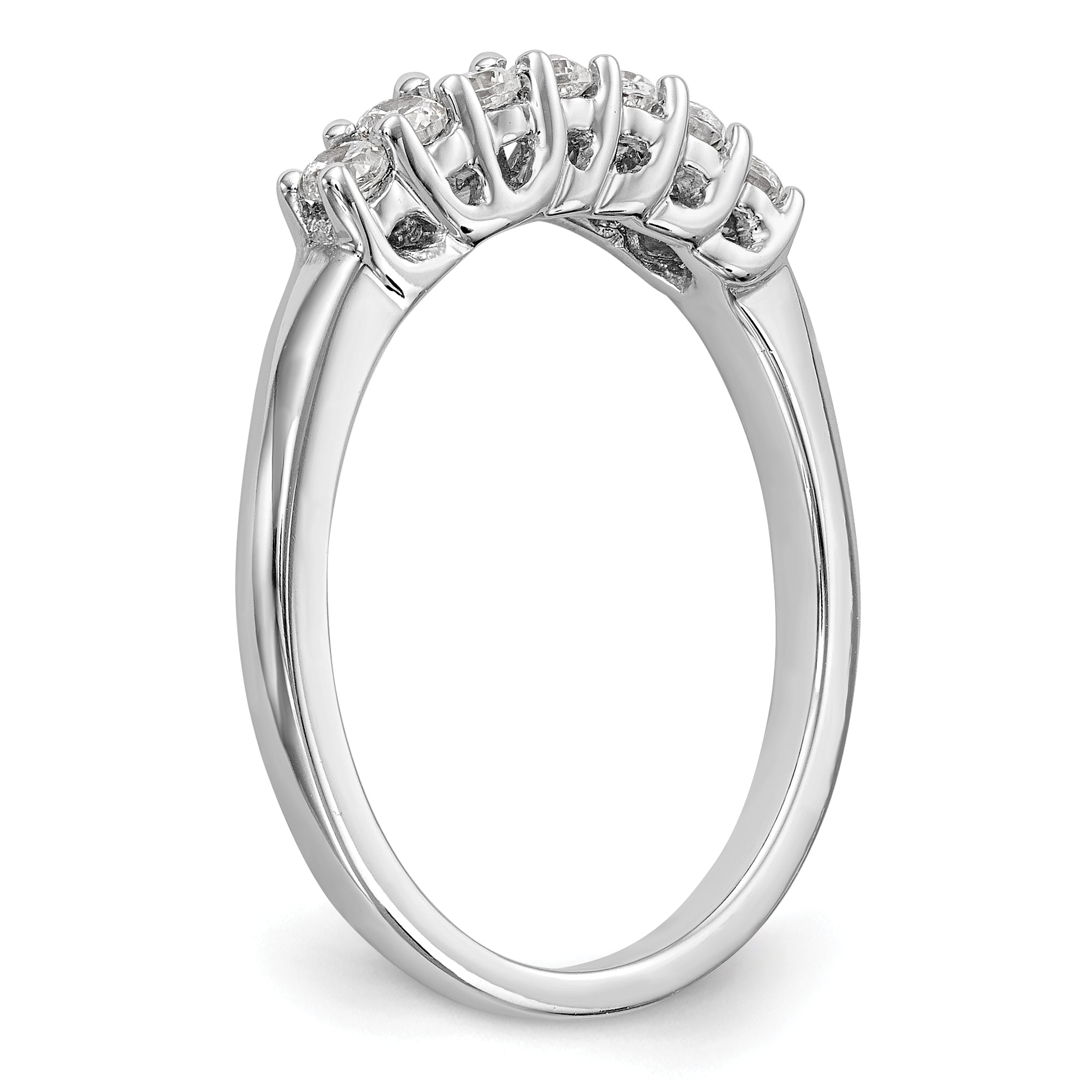 14K White Gold 7-Stone Real Diamond Band