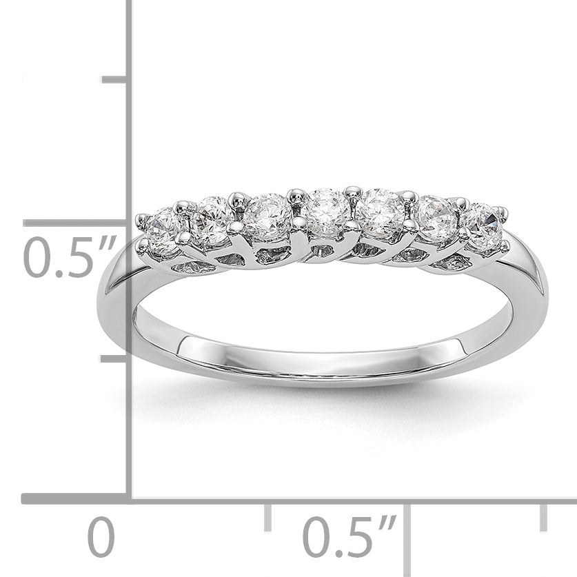 14K White Gold 7-Stone Real Diamond Band
