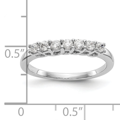 14K White Gold 7-Stone Real Diamond Band