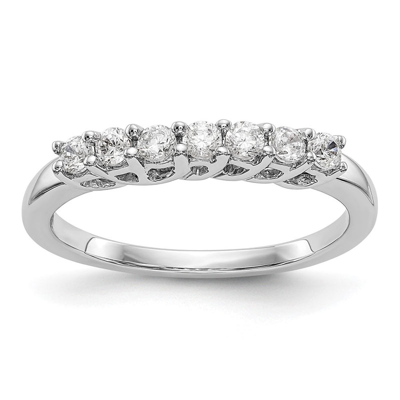 14K White Gold 7-Stone Real Diamond Band