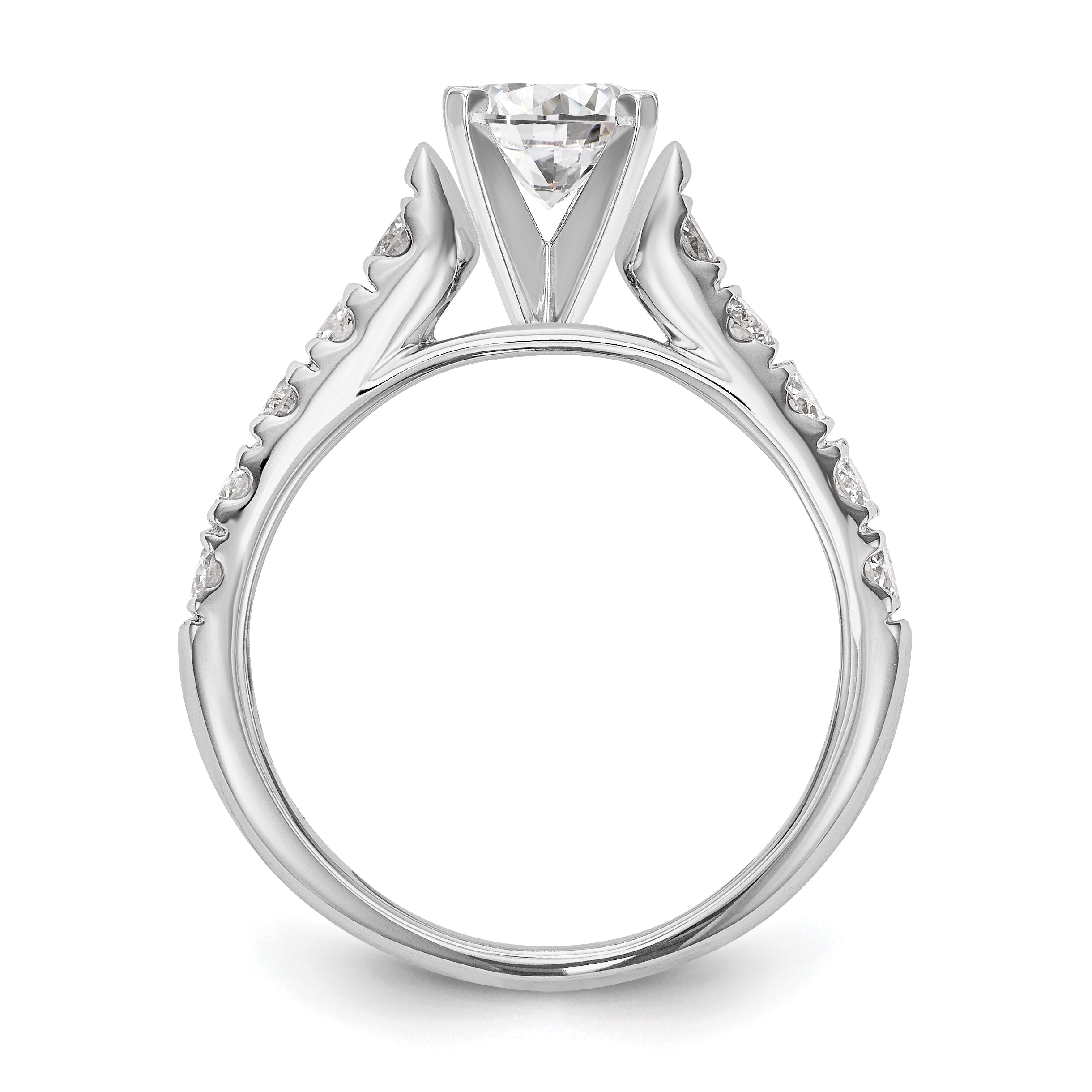 14K White Gold Peg Set 1/2 Carat Diamond Semi Mount Engagement Ring