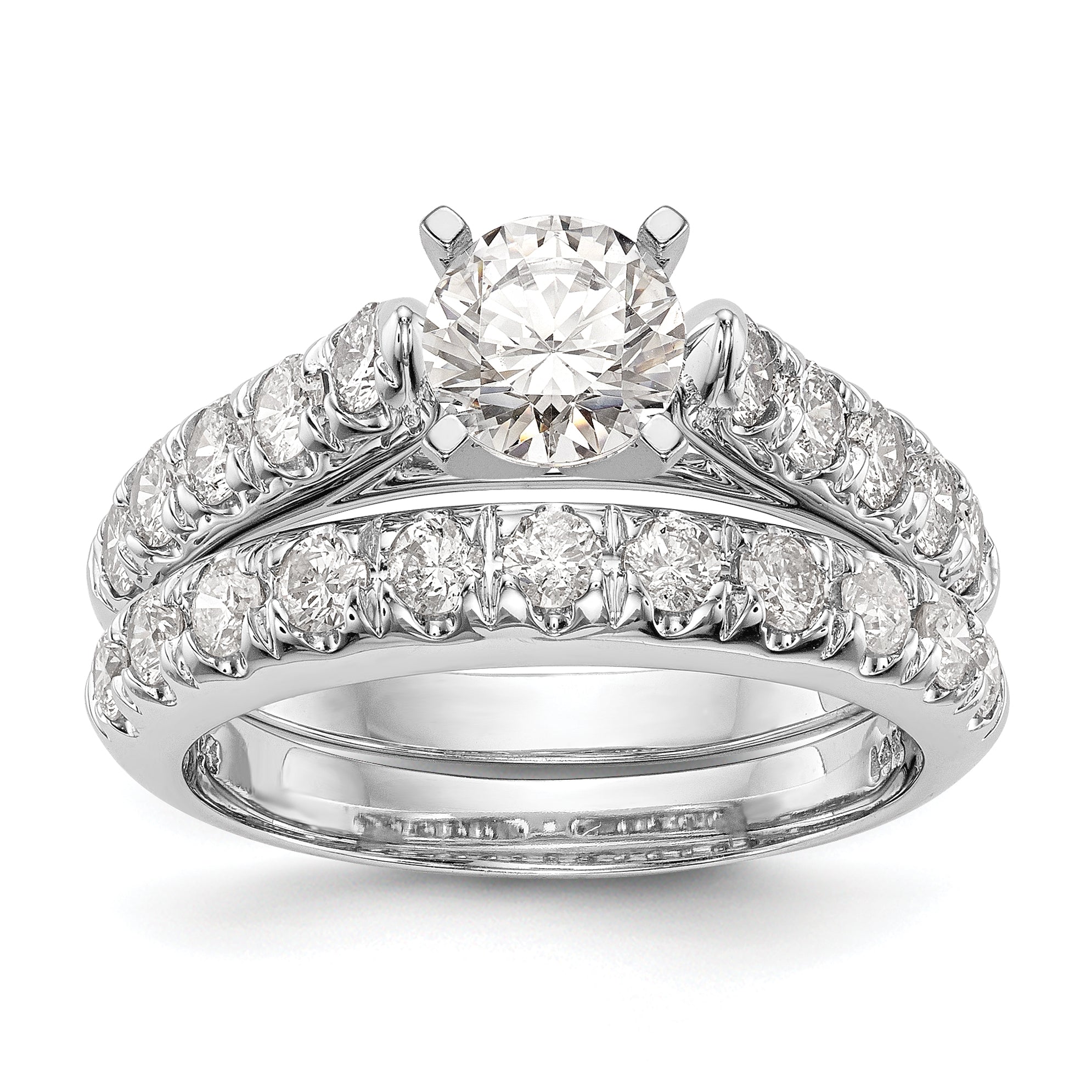 14K White Gold Peg Set 1/2 Carat Diamond Semi Mount Engagement Ring