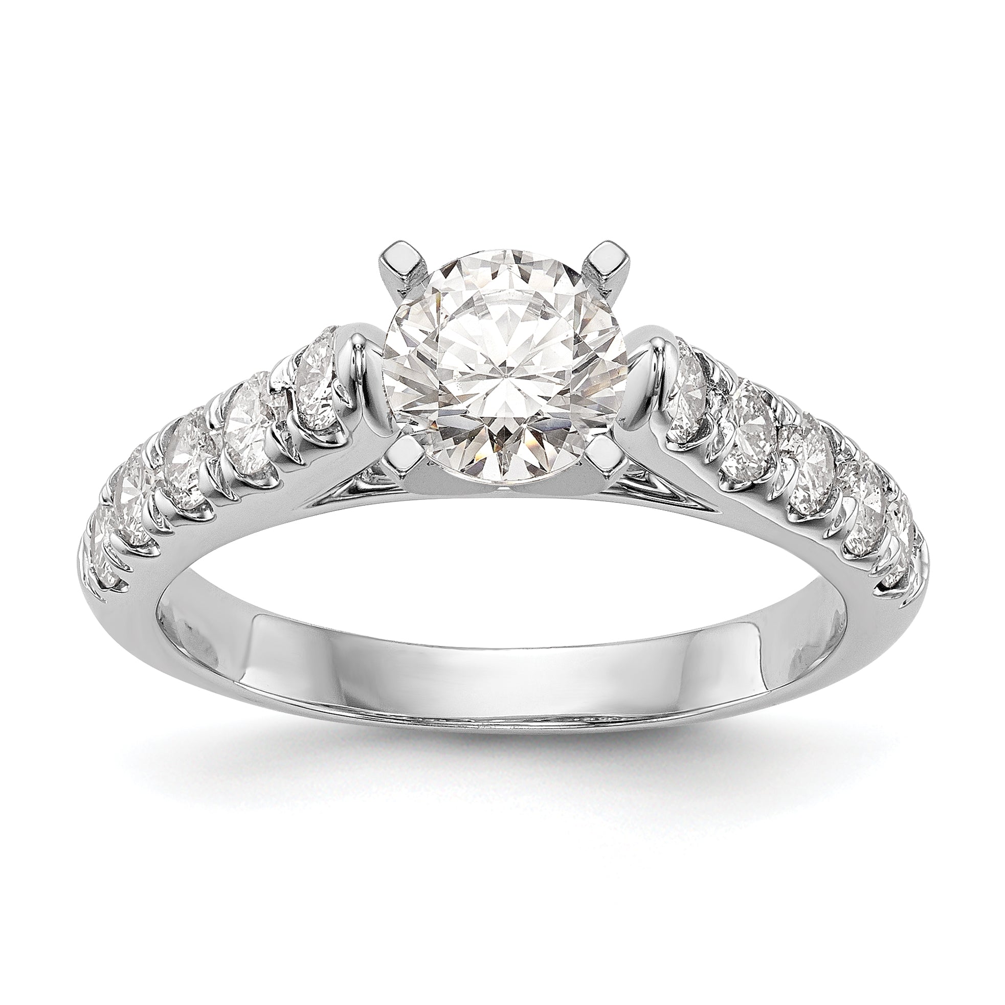 14K White Gold Peg Set 1/2 Carat Diamond Semi Mount Engagement Ring