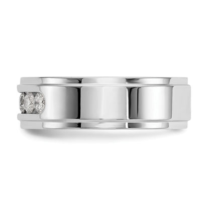 14K White Gold True Origin Men'S 1/2 Carat Lab Grown Diamond Vs/Si D E F 5 Stone Step Edge Size 9 Channel Band