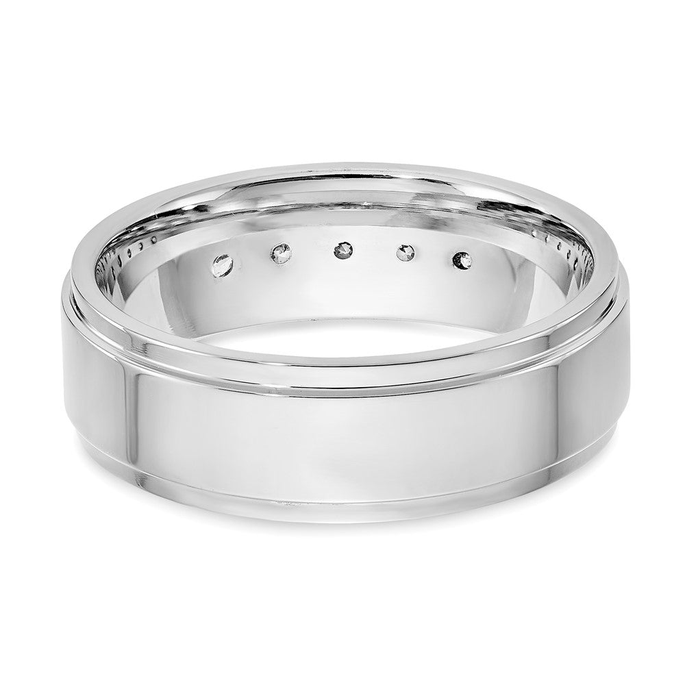 14K White Gold True Origin Men'S 1/2 Carat Lab Grown Diamond Vs/Si D E F 5 Stone Step Edge Size 9 Channel Band