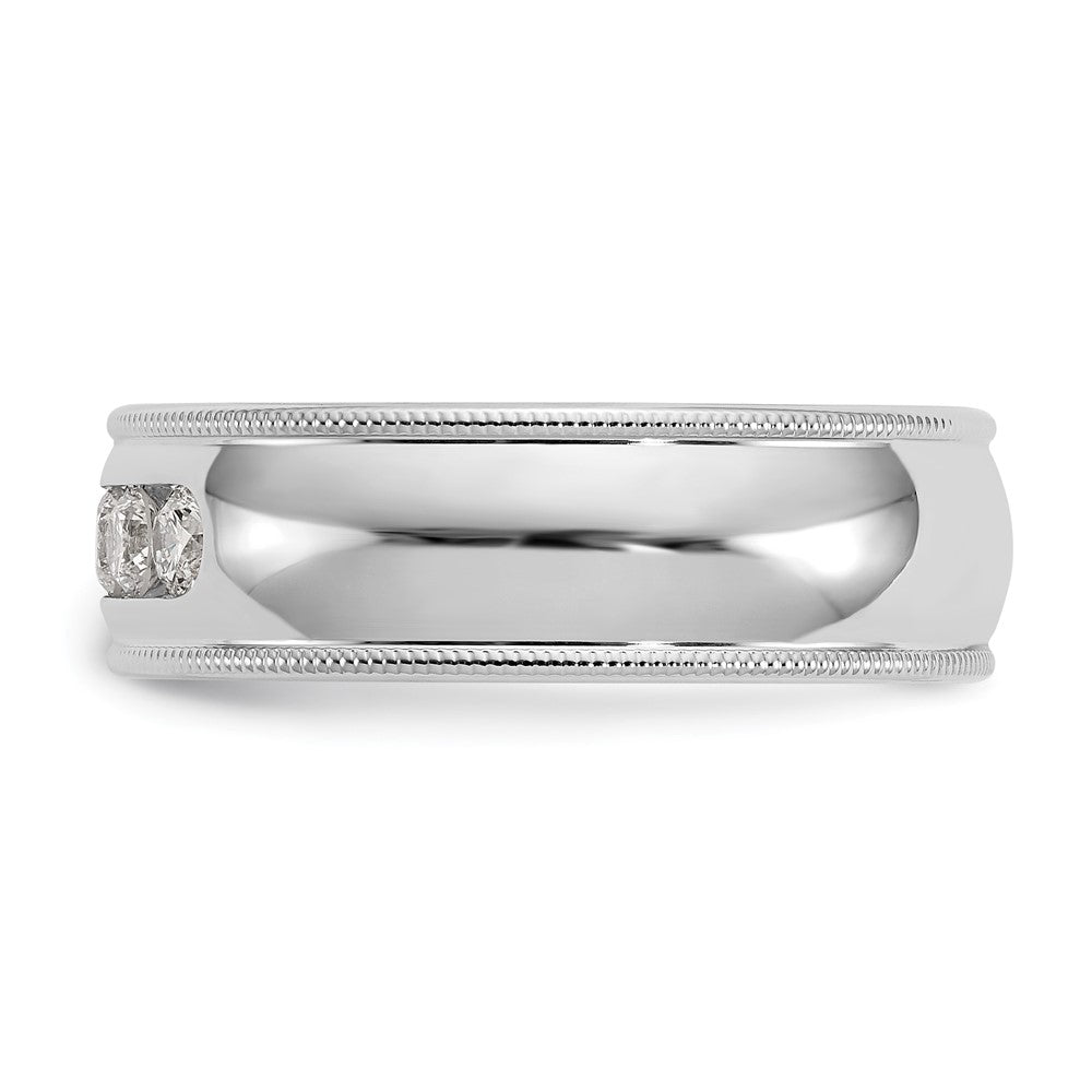 True Origin 14K White Gold Men's 1/2 carat Lab Grown Diamond VS+ F+ Size 9 Complete Miligrain Wedding Band Ring