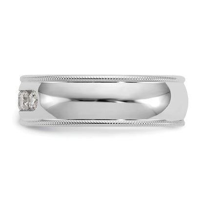 True Origin 14K White Gold Men's 1/2 carat Lab Grown Diamond VS+ F+ Size 9 Complete Miligrain Wedding Band Ring